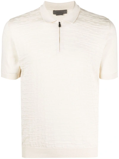 Corneliani Textured Polo Shirt In Neutrals