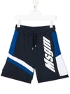 Msgm Logo-print Drawstring Shorts In Blue