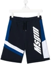 Msgm Logo-print Drawstring Shorts In Blue