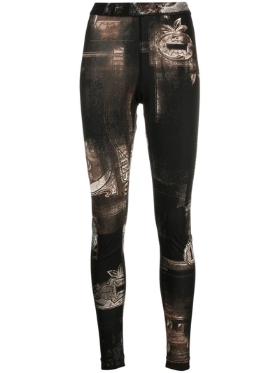 Y's Mesh Dollar Leggings Pants In Black