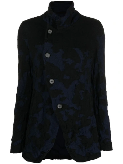 Y's Crumpled-effect Asymmetric Blazer In Black