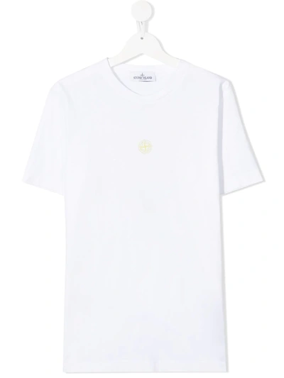 Stone Island Junior Teen Neon Logo T-shirt In White
