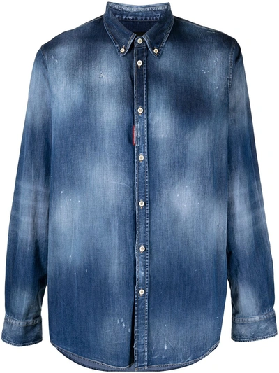 Dsquared2 Distressed Effect Denim Shirt In Blue