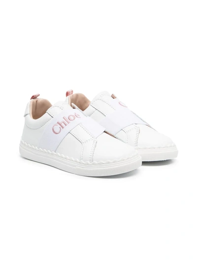 Chloé Kid White Sneakers With Chloe Elastic Band