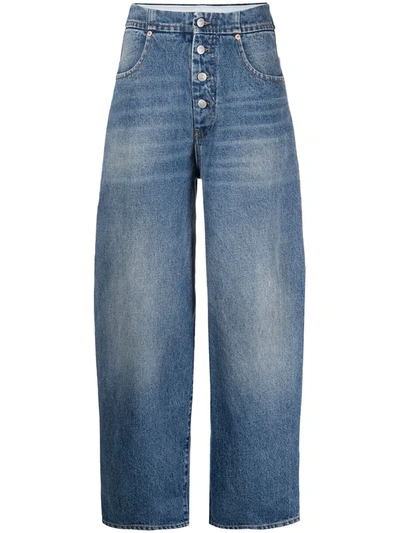 Mm6 Maison Margiela Sky Blue Straight-fit Denim Cotton Jeans In Medium Wash