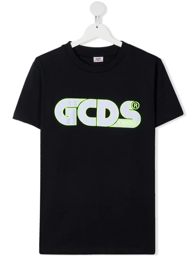 Gcds Teen Logo-print Cotton T-shirt In Blue