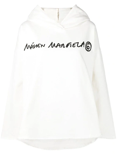 Mm6 Maison Margiela Motocross Cotton Oversized Hoodie In White