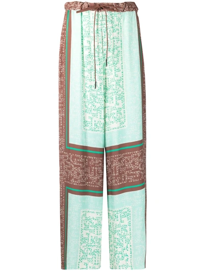 Alysi Jade Green Wide-leg Drawstring Trousers