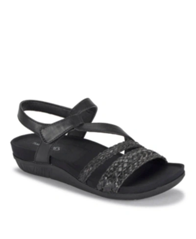 Baretraps Jalen Womens Faux Leather Ankle Strap Footbed Sandals In Black