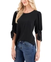 Cece Tie Sleeve High-low Blouse In Rich Black