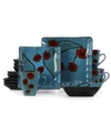 Elama Aloha Tide 16 Piece Luxurious Stoneware Dinnerware Set In Aqua