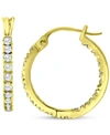 Giani Bernini Small Sterling Silver Earrings, Cubic Zirconia Hoop Earrings, 0.6", (3/4 Ct. T.w.) In Gold Over Sterling Silver