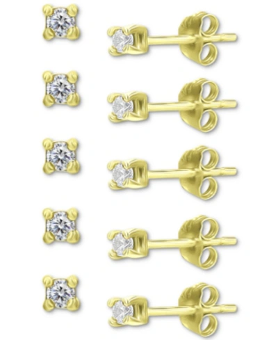 Giani Bernini 5-pc. Set Cubic Zirconia Stud Earrings, Created For Macy's In Gold