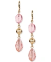STYLE & CO GOLD-TONE & STONE BEAD LINEAR DROP EARRINGS, CREATED FOR MACY'S