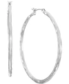 Style & Co Silver-tone Medium Hammered Hoop Earrings, 1.38", Exclusively At Macy's In Silver