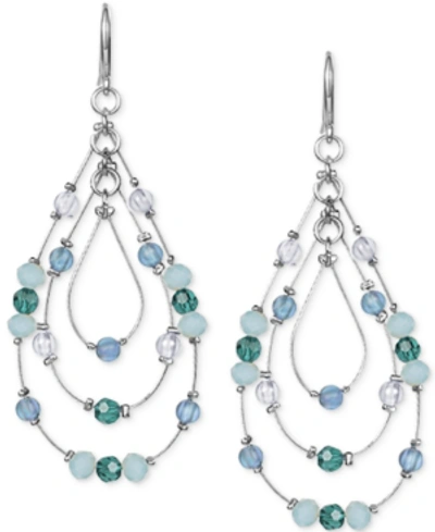Style & Co Multi-bead Triple-teardrop Drop Earrings, Created For Macy's In Blue