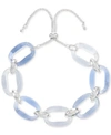 STYLE & CO SILVER-TONE & STONE LINK SLIDER BRACELET, CREATED FOR MACY'S