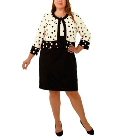Ny Collection Plus Size 3/4 Sleeve Jacket And Sleeveless Dress In Katlyn