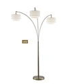 ARTIVA USA LUMIERE III 83" DOUBLE SHADE OFF-WHITE SHADE LED ARCHED FLOOR LAMP WITH DIMMER