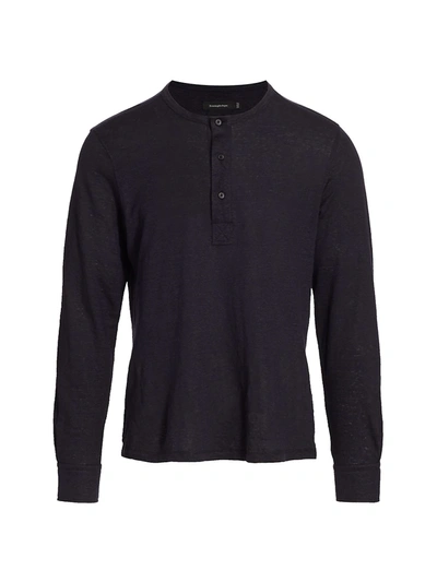 Ermenegildo Zegna Pure Linen Henley In Navy