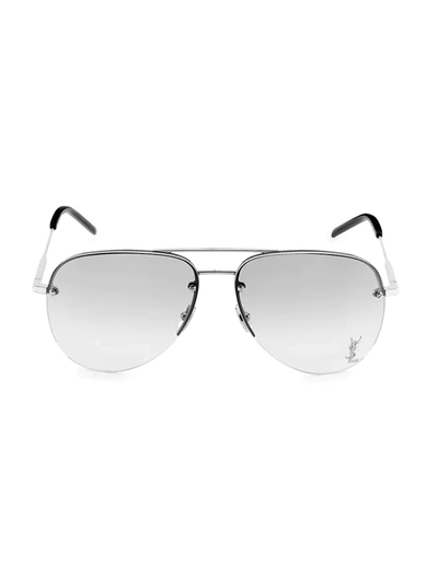 Saint Laurent Monogram Classic 59mm Pilot Sunglasses In Silver