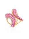 HUEB WOMEN'S MIRAGE 18K YELLOW GOLD, PINK SAPPHIRE & DIAMOND RING,0400013513275