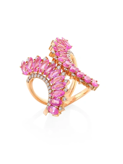 Hueb Women's Mirage 18k Yellow Gold, Pink Sapphire & Diamond Ring