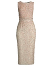 Mac Duggal Vertical Sequin Midi Sheath Dress In Nude