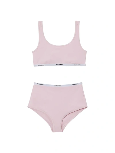 Burberry Tarnie Logo Band Two-piece Swimsuit In White