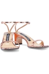 SERGIO ROSSI SR1 METALLIC SNAKE-EFFECT LEATHER SANDALS,3074457345625278335