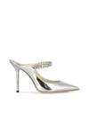 Jimmy Choo Bing Metallic Crystal-strap Pumps In Metallic