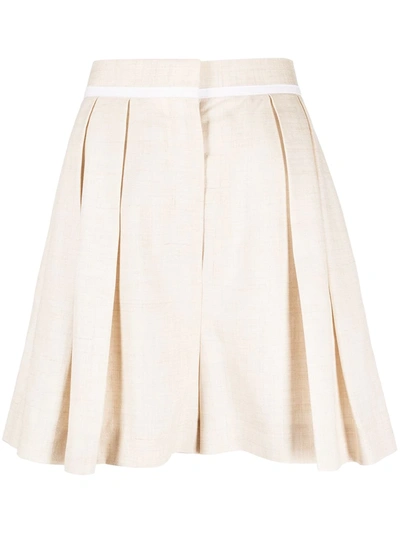 Stella Mccartney High-waist Pleat-detail Tailored Shorts In Neutrals