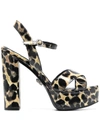 Philipp Plein Patent Platform Leopard Print Sandals In Neutrals