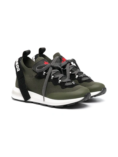 Dsquared2 Teen Lace-up Sneakers In Green