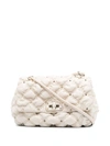 Valentino Rockstud Diamond Quilted Padded Shoulder Bag In Neutrals