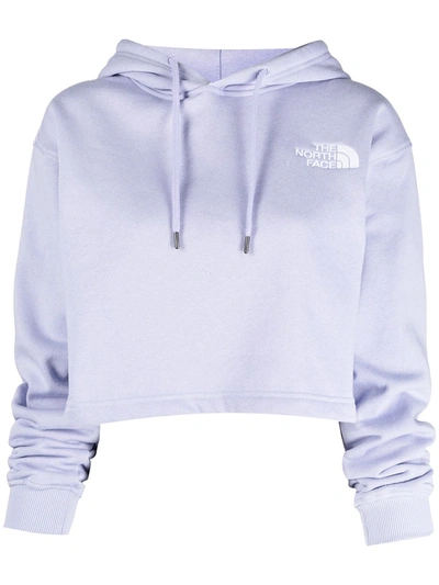 The North Face Cropped Logo-embroidered Hoodie In Purple