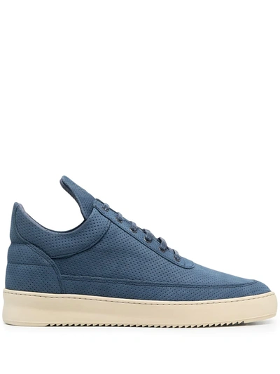 Filling Pieces Perforated Leather Trainers In Blue