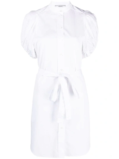 Stella Mccartney Anastasia Belted Organic Cotton-poplin Mini Shirt Dress In Pure White