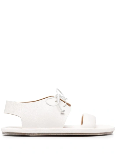 Marsèll Lace-up Flat Sandals In 110 Optical White