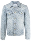 Casablanca Blue Denim Monogram Vintage Wash Jacket In Blue
