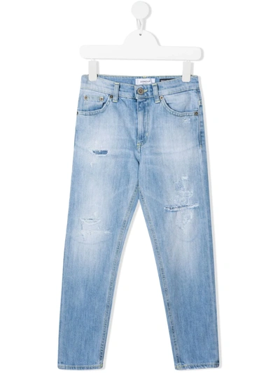 Dondup Teen Distressed Straight-leg Jeans In Medium Wash
