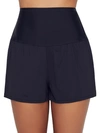 LEILANI SOLID HIGH-WAIST SWIM SHORTS