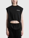 Palm Angels Cutout Cotton Jersey Tank Top In Black