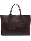 Bottega Veneta Burgundy Large Intrecciato Arco Tote In Red