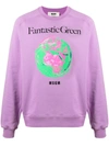 Msgm Fantastic Green Graphic-print Sweatshirt In Purple