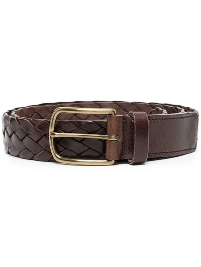 Officine Creative Woven Leather Belt In Brown