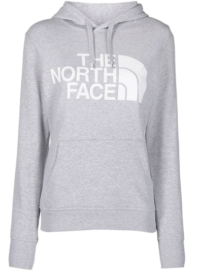 The North Face Logo Print Hoodie In Grey