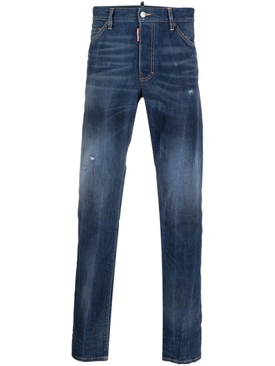 Dsquared2 Stonewashed Straight-leg Jeans In Blue