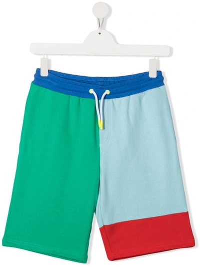 Marc Jacobs Kids' Colour-block Drawstring Track Shorts In Blue
