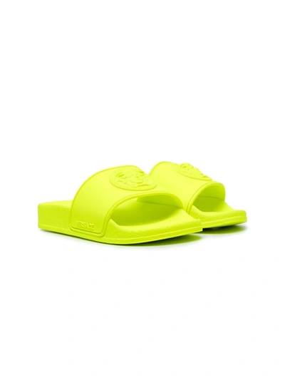 Young Versace Kids' Medusa Head Slides In Yellow
